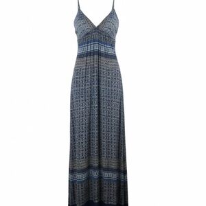 Zara Moroccan maxi dress blue w/ attached necklace